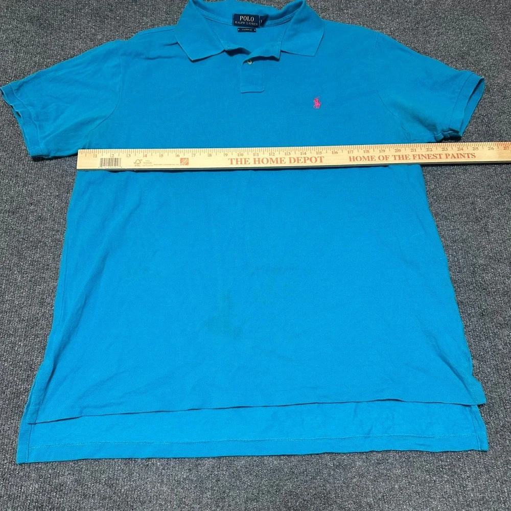 Polo Ralph Lauren Mens XL Custom Fit Short Sleeve Polo Shirt Blue Pink Pony